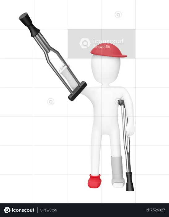 Man With Crutches  3D Icon