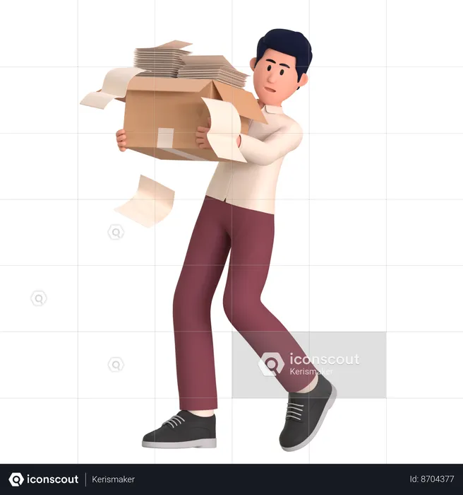 Man with Document Overload  3D Illustration