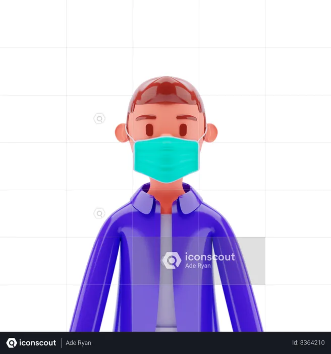 Man with Facemask  3D Illustration