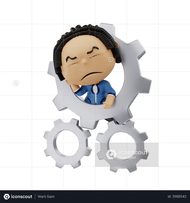 Man with gear  3D Illustration