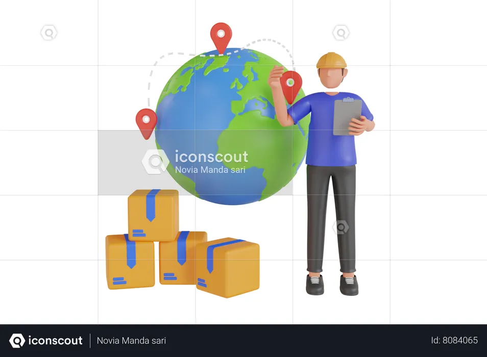 Man With Global Logistics Network  3D Illustration