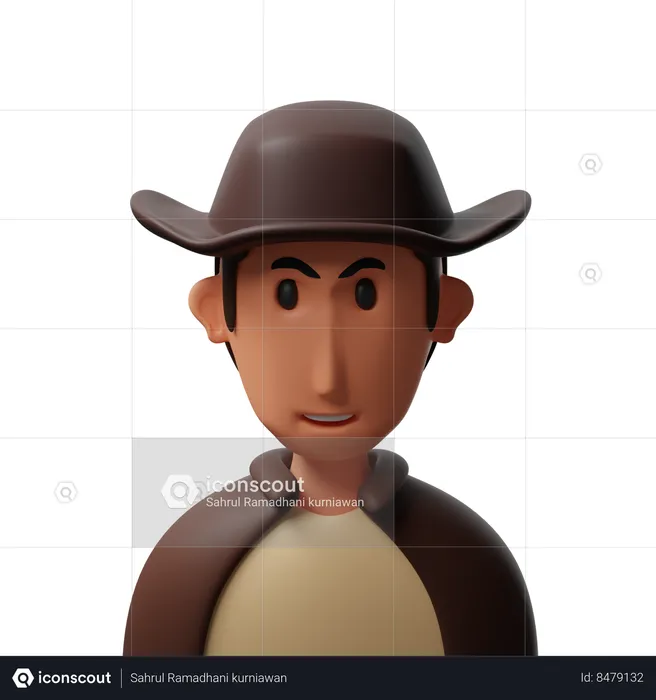 Man with hat  3D Icon