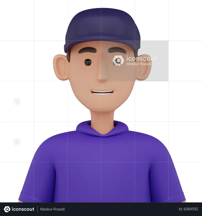 Man with Hat Avatar  3D Icon