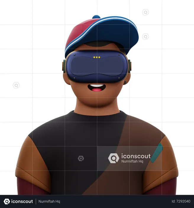 Man with Hat and VR  3D Icon