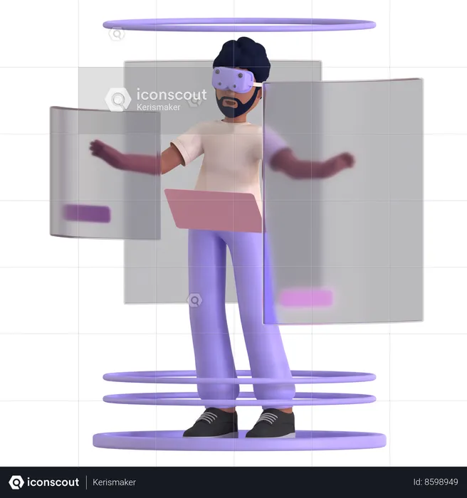 Man With Hologram  3D Illustration
