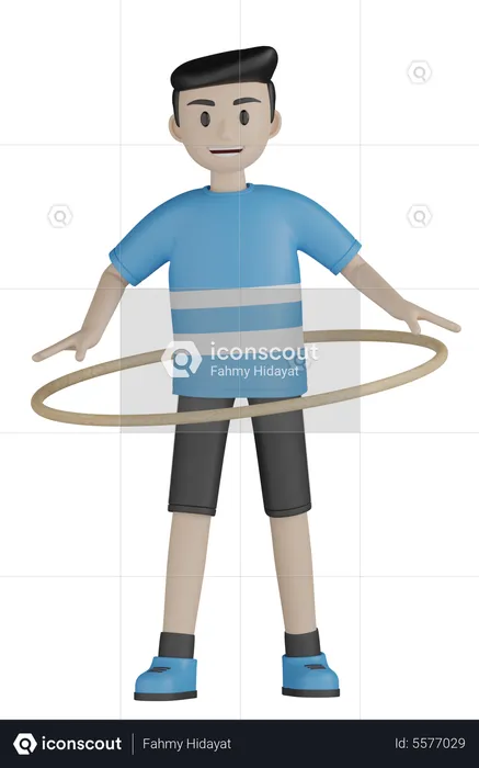 Man With Hula Hoop  3D Illustration