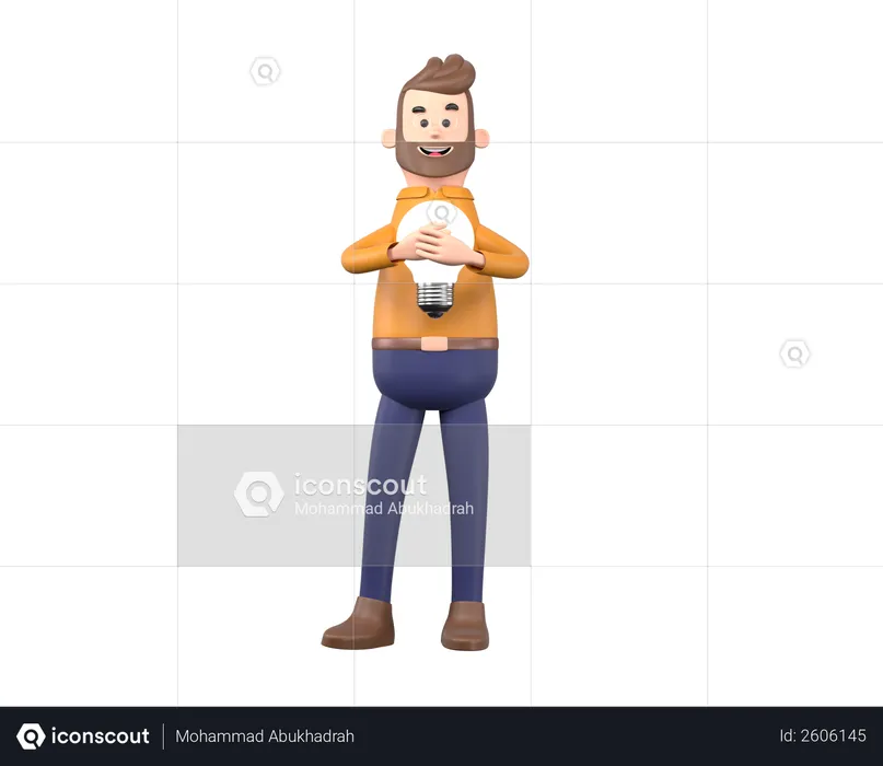 Man with innovative idea  3D Illustration