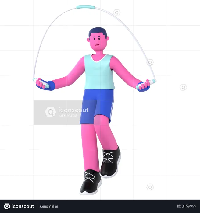 Man With Jumping rope  3D Illustration
