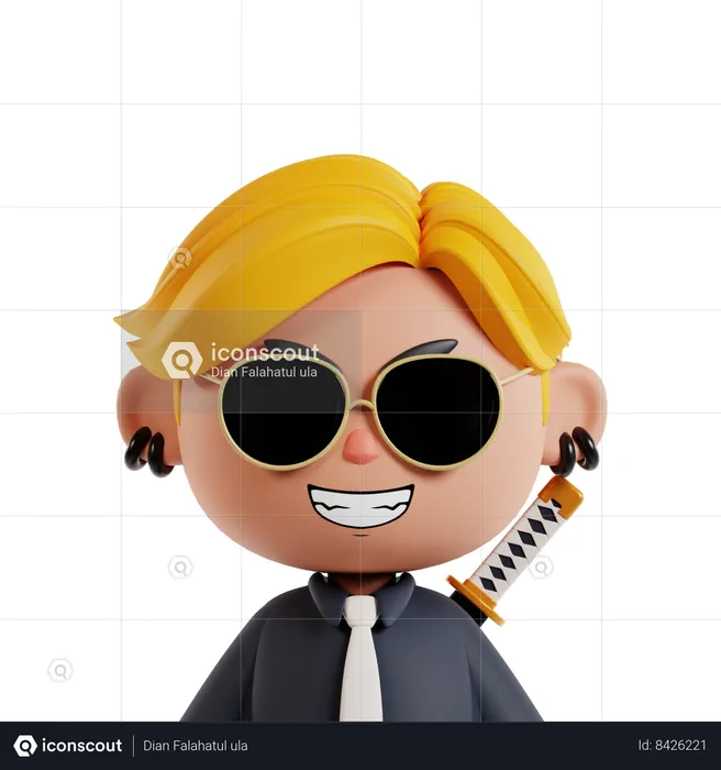 Man with Katana  3D Icon