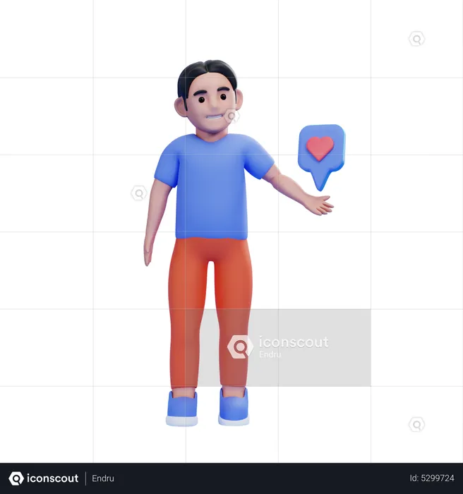 Man with like sign  3D Illustration