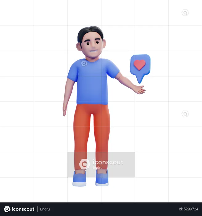 Man with like sign  3D Illustration