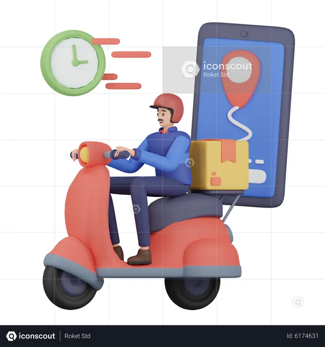 Man with Man Fast Delivery  3D Illustration