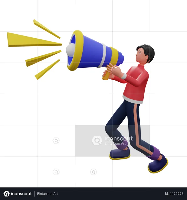 Man With Megaphone  3D Illustration