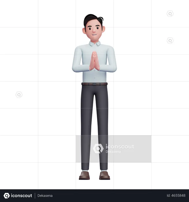 Man with namaste gesture  3D Illustration