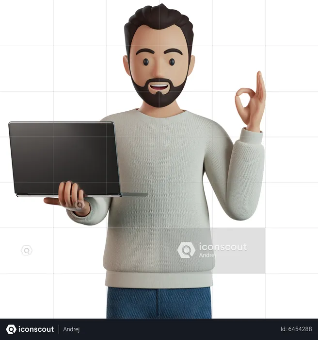 Man With Notebook And Ok Sign  3D Illustration