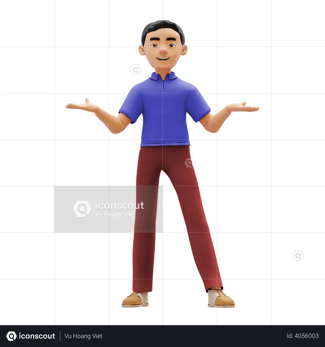 Man with open arms  3D Illustration