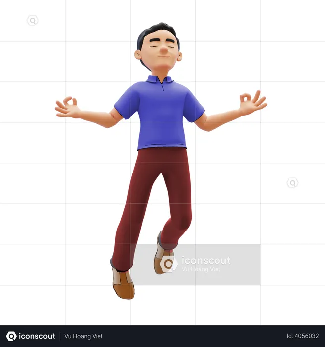 Man with peaceful mind  3D Illustration