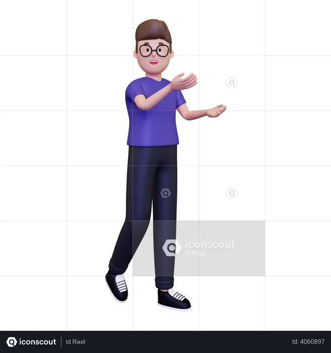 Man with presenting gesture  3D Illustration