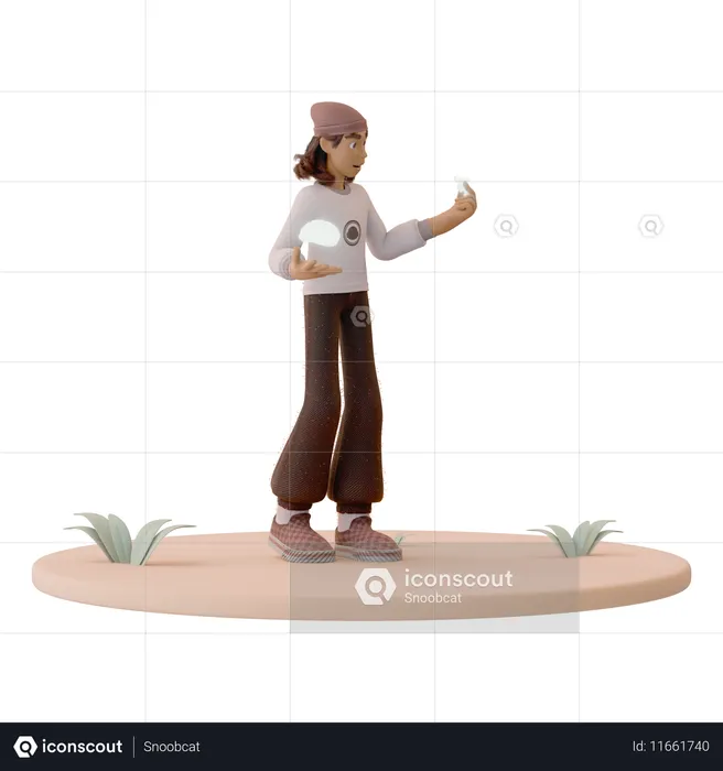 Man with Puzzle Piece Brain  3D Icon