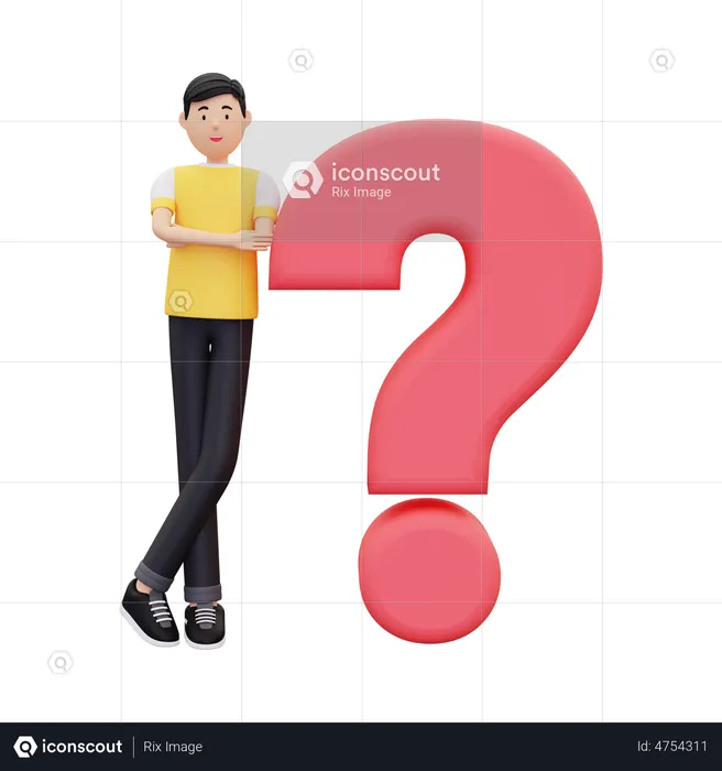 Man with question mark  3D Illustration