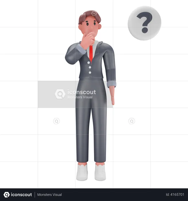 Man with question mark  3D Illustration