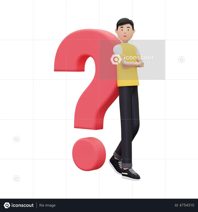 Man with question mark  3D Illustration