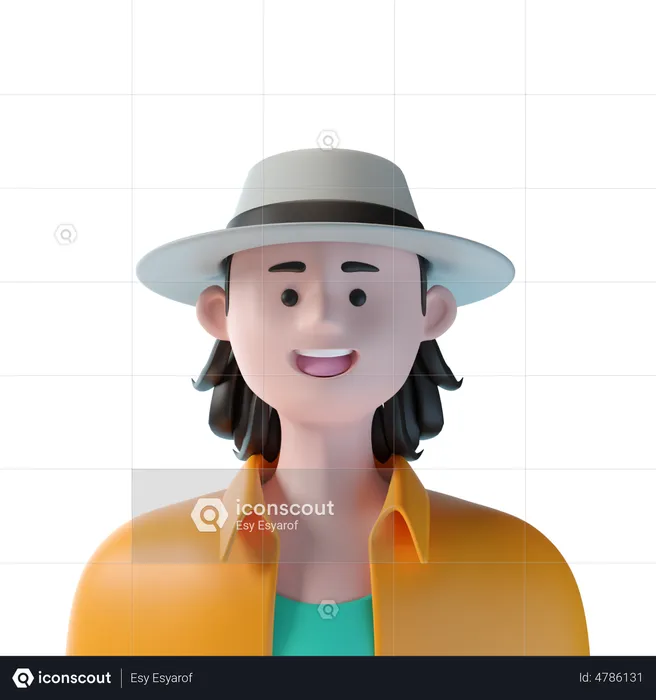 Man With Round Hat  3D Icon