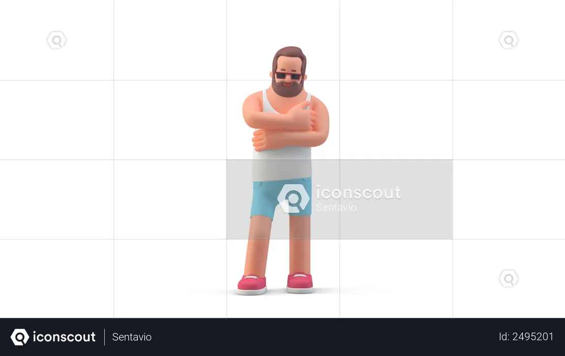 Man with shorts  3D Illustration