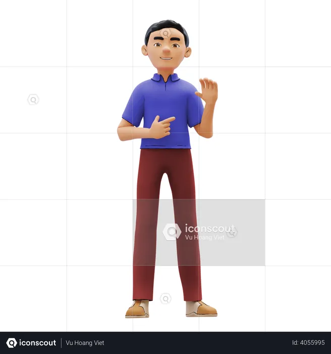 Man with showing gesture  3D Illustration