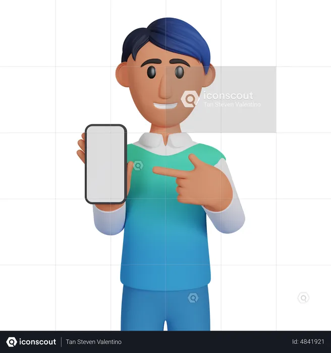 Man Showing Phone Screen  3D Illustration