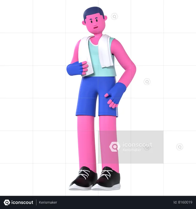 Man With Towel  3D Illustration