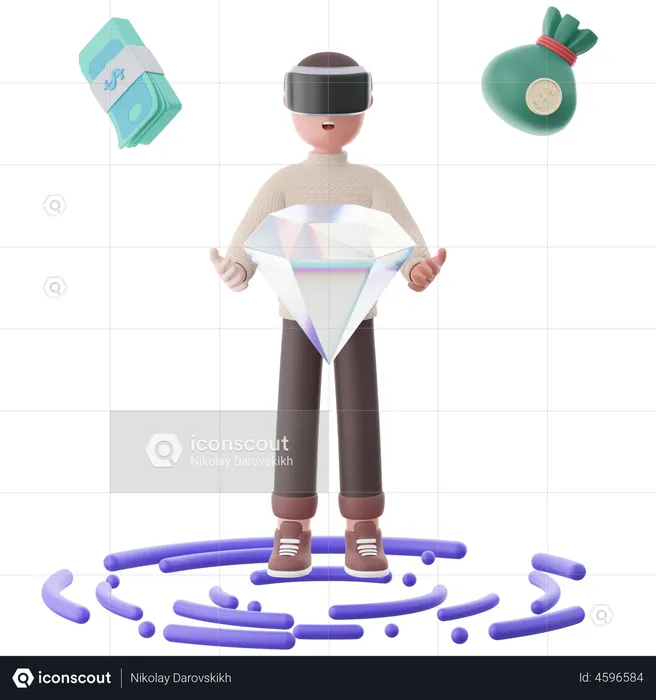 Man with Virtual Goods  3D Illustration