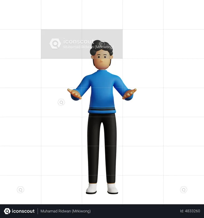 Man with wide open arms  3D Illustration