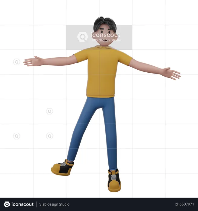 Man With Wide Open Arms  3D Illustration