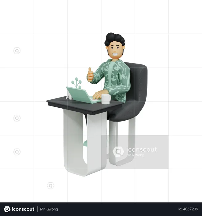 Man work from home  3D Illustration