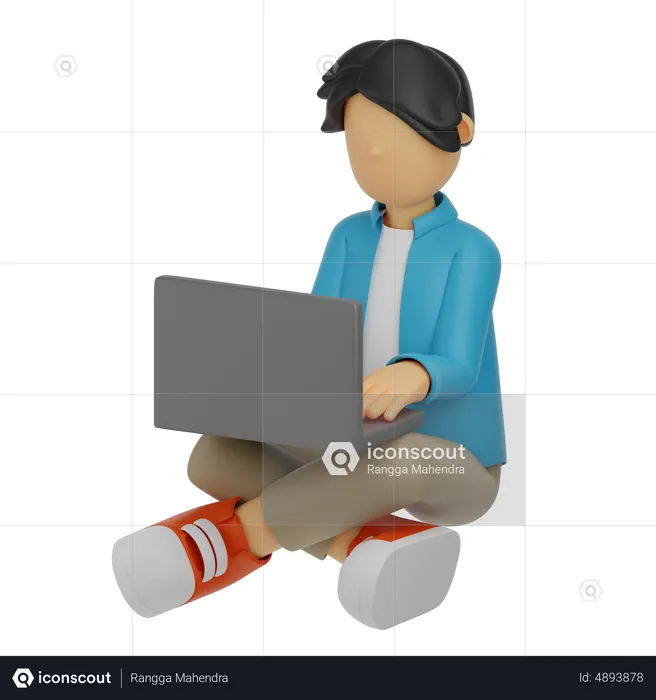 Man Work on The Laptop  3D Illustration