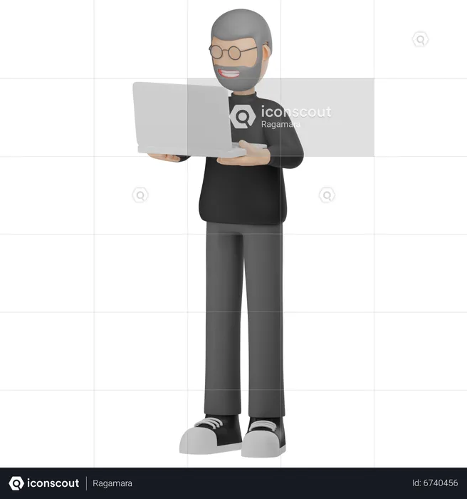 Man Work On The Laptop  3D Illustration