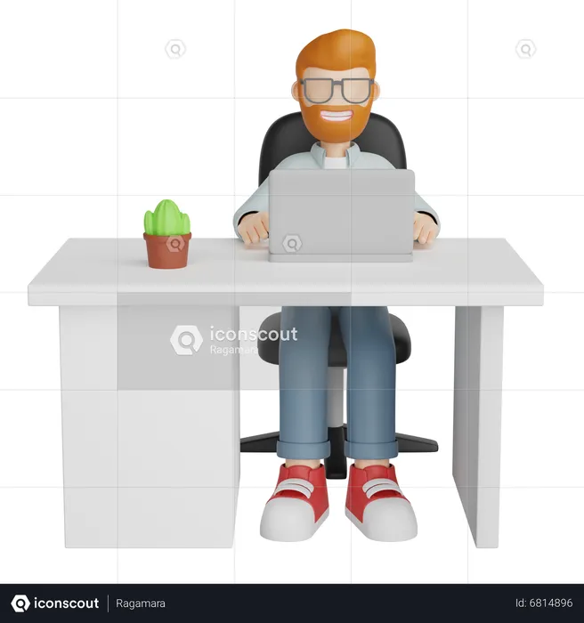 Man Working  3D Illustration