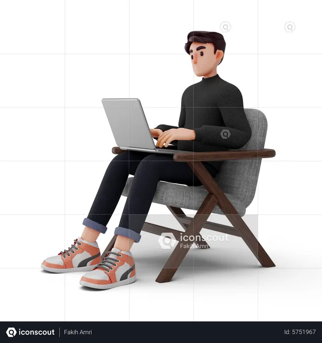 Man working at home  3D Illustration