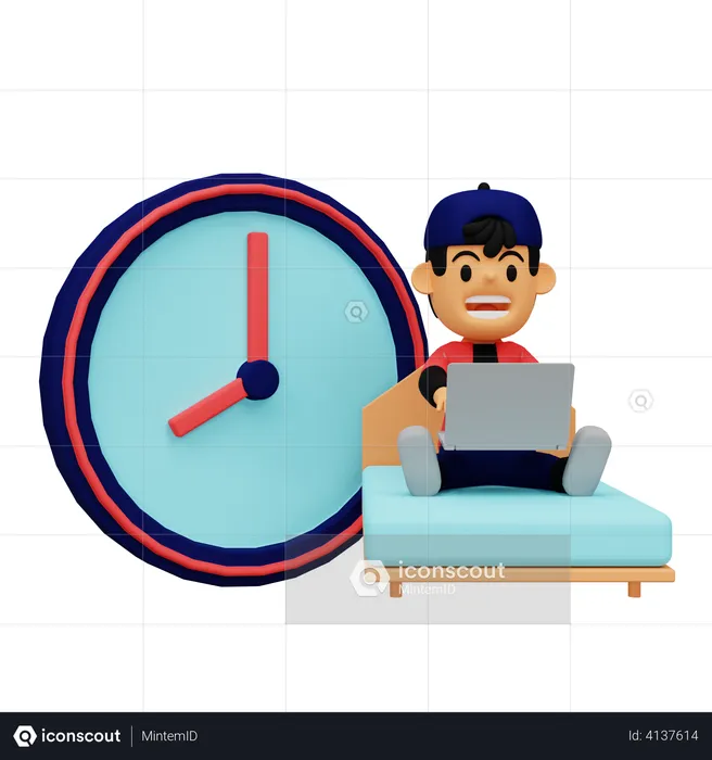 Man working in office hour  3D Illustration