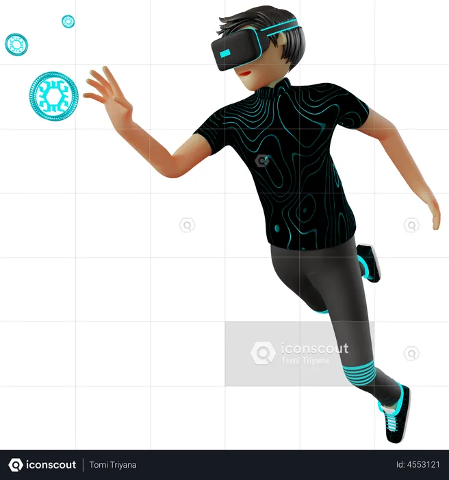 Man working on crypto coin in Metaverse  3D Illustration