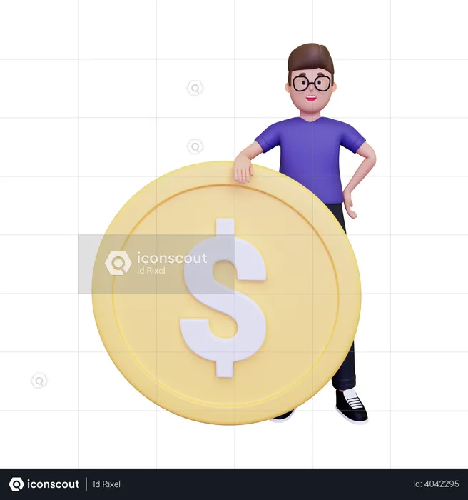 Man working on finance management  3D Illustration