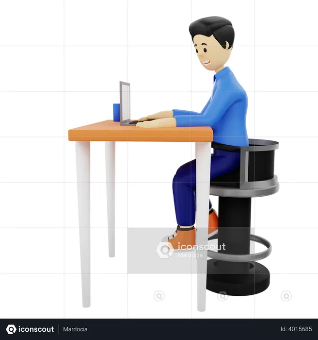 Man working on laptop  3D Illustration