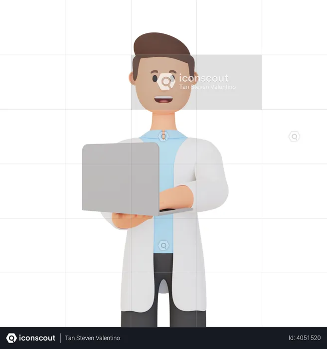 Man working on laptop  3D Illustration