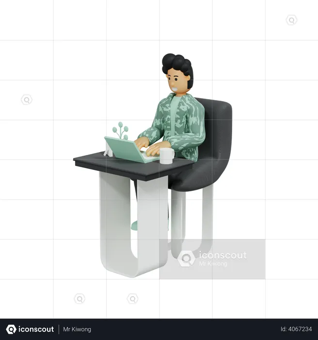 Man working on laptop  3D Illustration
