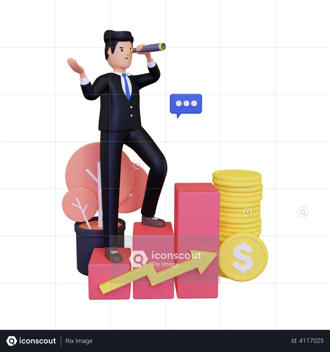 Man working on sales growth  3D Illustration