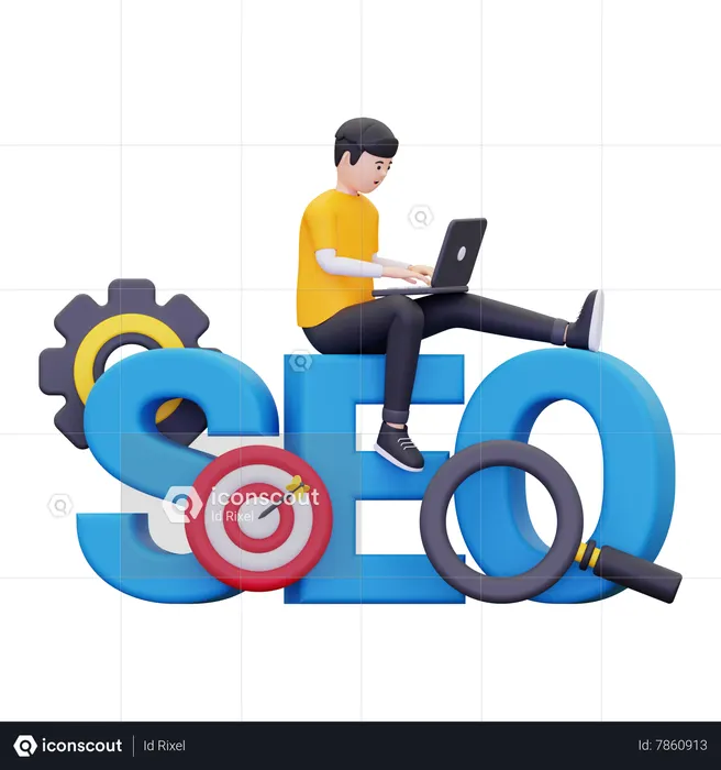 Man Working On Seo Optimization  3D Illustration