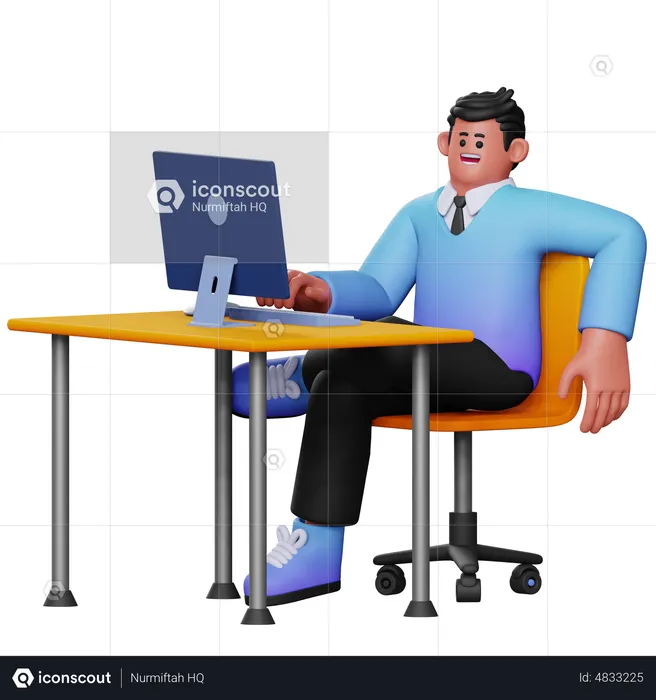 Man Working Relax  3D Illustration
