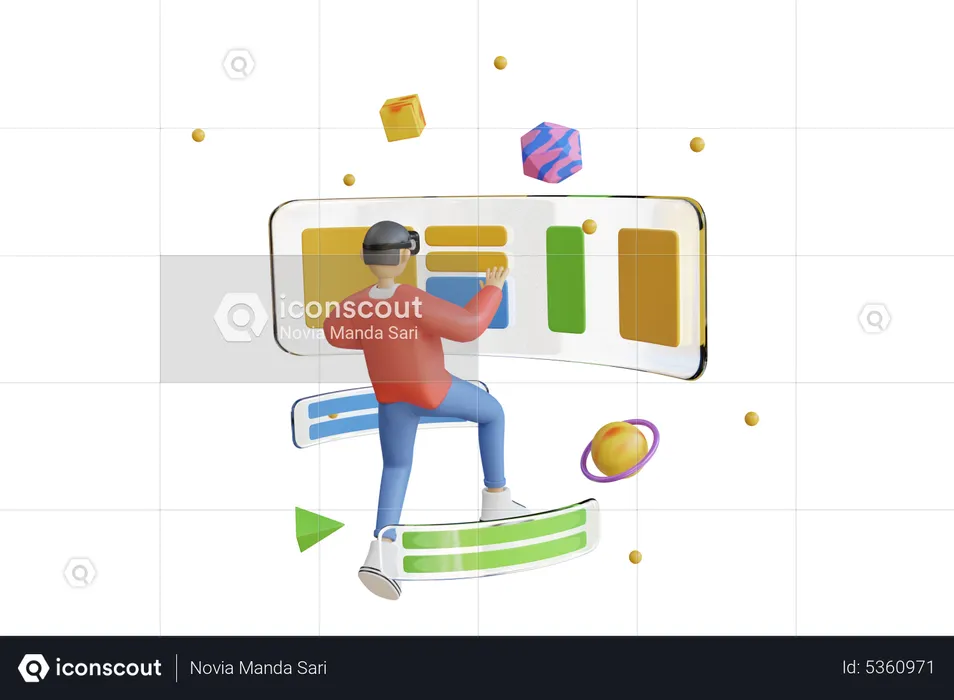 Man working using VR Tech  3D Illustration