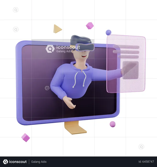 Man working using VR tech  3D Illustration